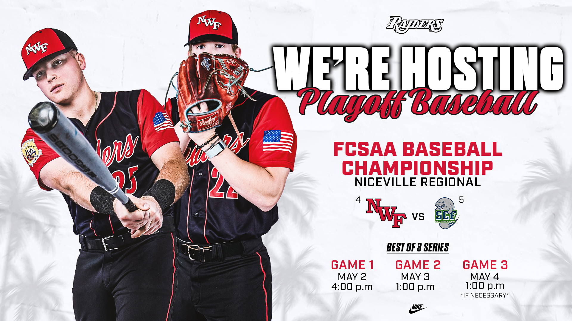 Raiders Set to Host No. 25 State College of Florida in FCSAA First-Round Series